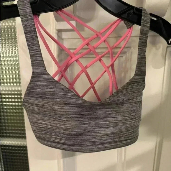 Lululemon sports bra gray with pink straps size 4 - Picture 1 of 5